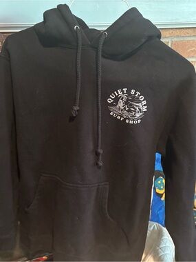 Quiet Storm Black Hoodie with White Surf Logo